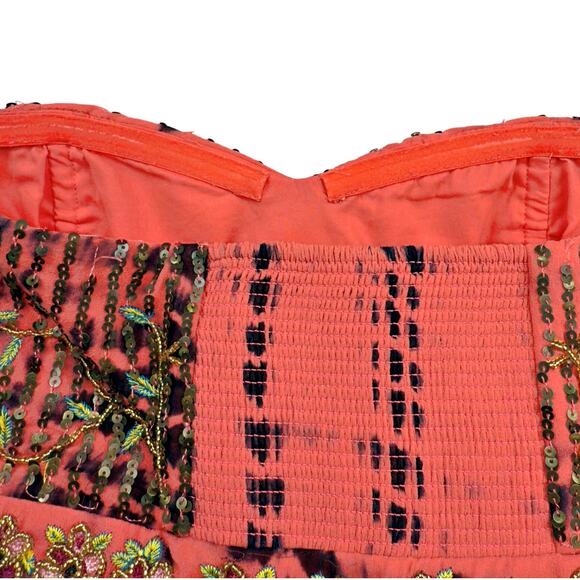 RARE Free People Limited Edition Nicole's Holiday Coral Sequin Silk Dress - Picture 9 of 11